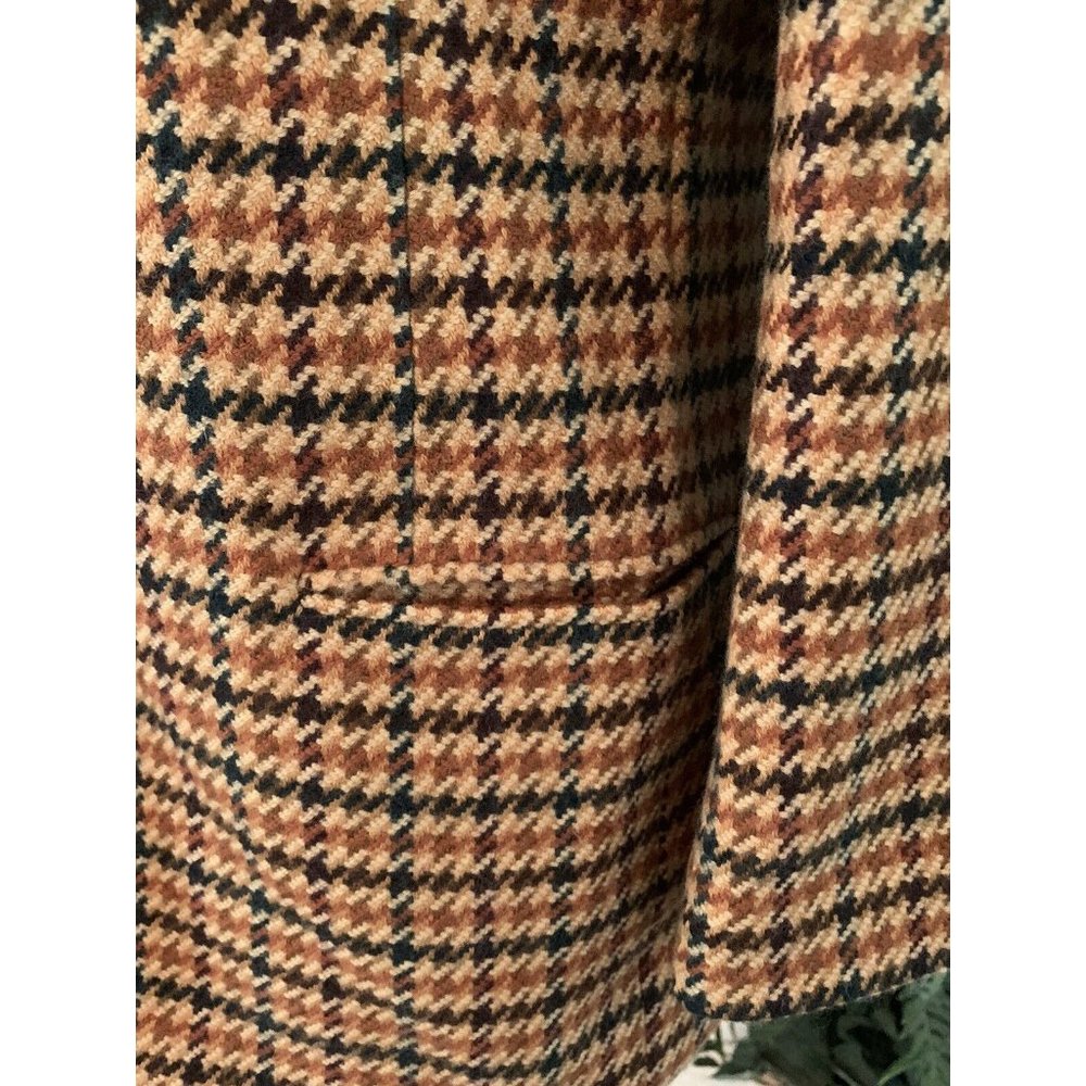 Women’s Wool & Cashmere Houndstooth Plaid blazer size 14 Warm Fall Colors - Picture 11 of 12